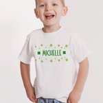 Personalized Lucky Four Leaf Clover Colorful Kid T-shirt with Name Birthday St. Patrick's Day Gift for Children