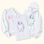 Gepersonaliseerd Bunny Oren Tanden Patroon Sweatshirt Hoodie T-Shirt met Naam Paasgeschenk voor tandarts