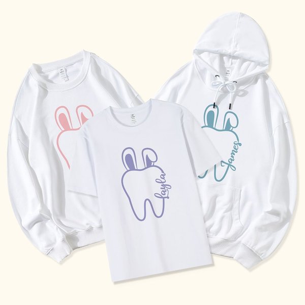 Bunny Ears Teeth Sweatshirt with Name Embroidered