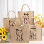 Borsa personalizzata in tela con motivo a coniglietto con nome, regalo di compleanno di Pasqua per bambino