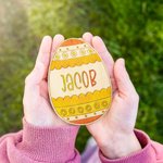 Personalized DIY Engraved Name Wooden Easter Egg with Brush and Paint Craft Set Easter Basket Stuffers Gift for Kids