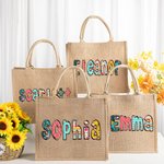 Sac en toile de jute avec nom Mariage Anniversaire Voyage Cadeau pour les femmes
