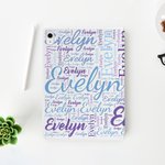 Personalisierte bunte Wort Wolke Pad Fall Schutzhülle für iPad mit Namen Geburtstag Geschenk zurück zu Schule Geschenk für Frauen Männer