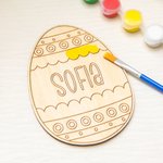 Personalized DIY Engraved Name Wooden Easter Egg with Brush and Paint Craft Set Easter Basket Stuffers Gift for Kids
