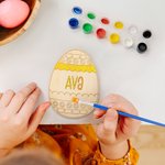 Personalized DIY Engraved Name Wooden Easter Egg with Brush and Paint Craft Set Easter Basket Stuffers Gift for Kids
