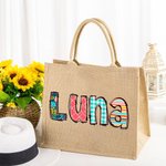 Sac en toile de jute avec nom Mariage Anniversaire Voyage Cadeau pour les femmes