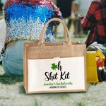 Personalised Oh Shit Kit Four Leaf Clover Shamrock Jute Tote Bag St. Patrick's Day Wedding Bachelorette Party Gift for Girl