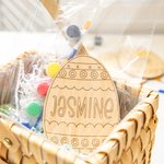 Personalized DIY Engraved Name Wooden Easter Egg with Brush and Paint Craft Set Easter Basket Stuffers Gift for Kids