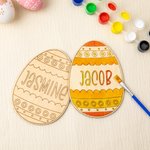 Personalized DIY Engraved Name Wooden Easter Egg with Brush and Paint Craft Set Easter Basket Stuffers Gift for Kids