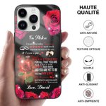 Coque de Téléphone Personnalisé avec Noms du Couple Thème Rose et Manifestation d'Amour Cadeau d'Anniversaire Saint-Valentin