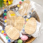 Personalized DIY Engraved Name Wooden Easter Egg with Brush and Paint Craft Set Easter Basket Stuffers Gift for Kids
