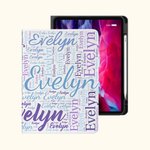Personalisierte bunte Wort Wolke Pad Fall Schutzhülle für iPad mit Namen Geburtstag Geschenk zurück zu Schule Geschenk für Frauen Männer