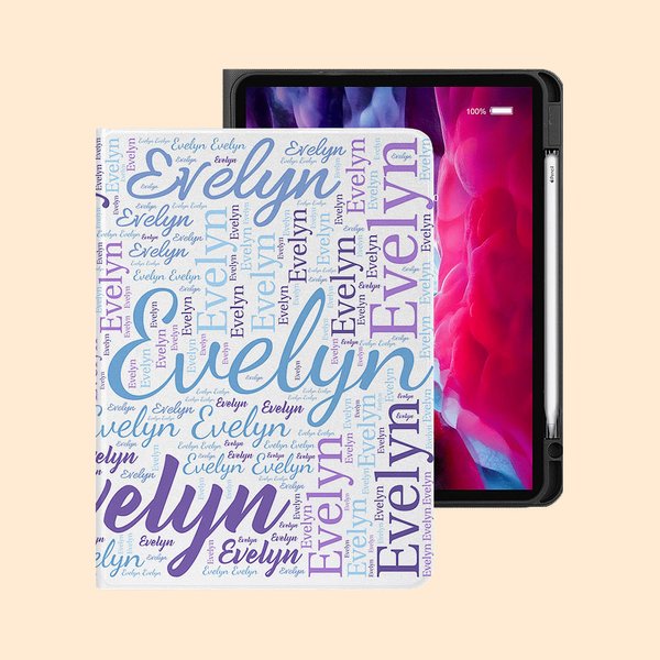 Henkilökohtainen värikäs Word Cloud Pad asia Suojakansi iPad nimi Syntymäpäivälahja Takaisin kouluun lahja naisille miehille miehille