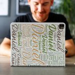 Personalisierte bunte Wort Wolke Pad Fall Schutzhülle für iPad mit Namen Geburtstag Geschenk zurück zu Schule Geschenk für Frauen Männer