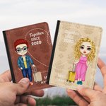 Copri passaporto personalizzato multicolore Together Since con nome e cognome Regalo di compleanno e anniversario per coppia