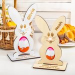 Personalised Cute Easter Bunny Egg Holder with Engraved Name Easter Home Decoration Gift for Kids