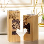 Personalisierter Holz-Kerzenständer mit Text und Foto Gravur Valentinstags Geburtstag Geschenk für Damen Liebespaar