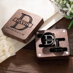 Boutons de Manchette ou Set pour Costume avec Boîte Accessoires Personnalisés avec Nom Cadeau d'Anniversaire St Valentin pour Homme