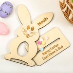 Personalised Cute Easter Bunny Egg Holder with Engraved Name Easter Home Decoration Gift for Kids