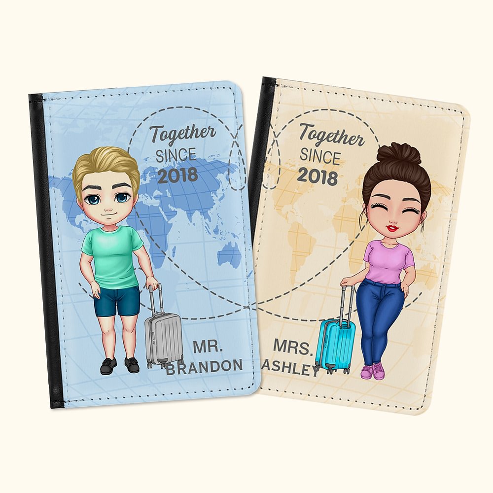 Couverture de passeport personnalisée avec nom depuis ensemble multicolore BIrthday Anniversary Gift for Lover (Cadeau d'anniversaire pour amoureux)