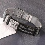 Bracelet Personnalisé avec Photo Gravée Bracelet d'Identification Réglable Cadeau Fête des Pères pour Père Grand-Père Mari