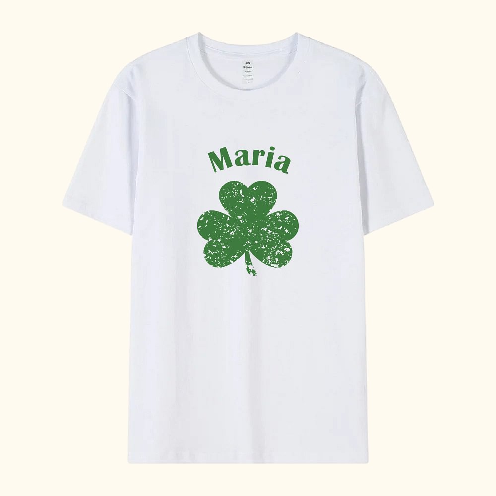 T-shirt Sweatshirt Personnalisé avec Nom Vêtement à Motif Trèfle Cadeau Anniversaire Fête Saint-Patrick pour Famille Ami