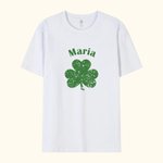 Personalized Lucky Shamrocks Multicolor T-shirt Sweatshirt with Name St. Patrick's Day Gift for Family Friend