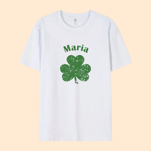 Personalized Lucky Shamrocks Multicolor T-shirt Sweatshirt with Name St. Patrick's Day Gift for Family Friend