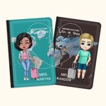 Personalizzato fastidioso l'un l'altro personaggio dei cartoni animati Cover passaporto in pelle PU con nome regalo per la coppia