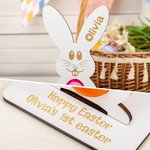 Personalised Cute Easter Bunny Egg Holder with Engraved Name Easter Home Decoration Gift for Kids