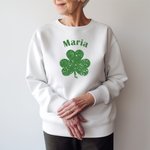 Personalized Lucky Shamrocks Multicolor T-shirt Sweatshirt with Name St. Patrick's Day Gift for Family Friend