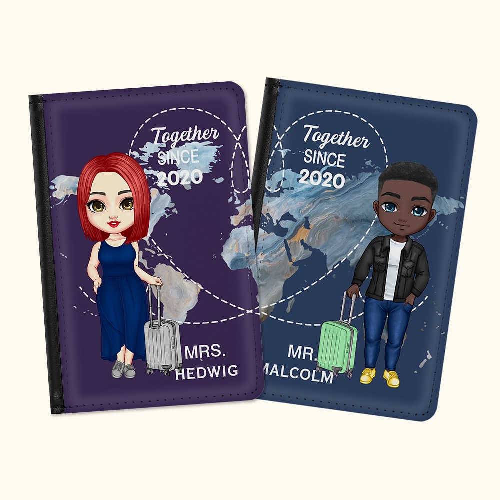Couverture de passeport personnalisée depuis ensemble multicolore Anniversaire Anniversaire Saint-Valentin Cadeau d'amour