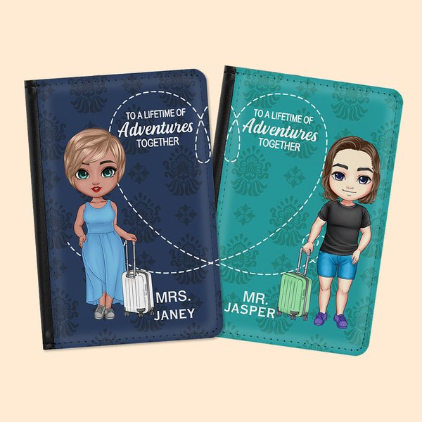Modello vintage personalizzato Per una vita di avventure insieme Copri passaporto Regalo di anniversario per l'amante