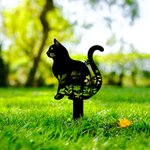 Personalised Stainless Steel Flower Cat Pet Grave Marker Garden Decor with Name and Date Memorial Gift