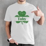 Personalized Lucky Shamrocks Multicolor T-shirt Sweatshirt with Name St. Patrick's Day Gift for Family Friend