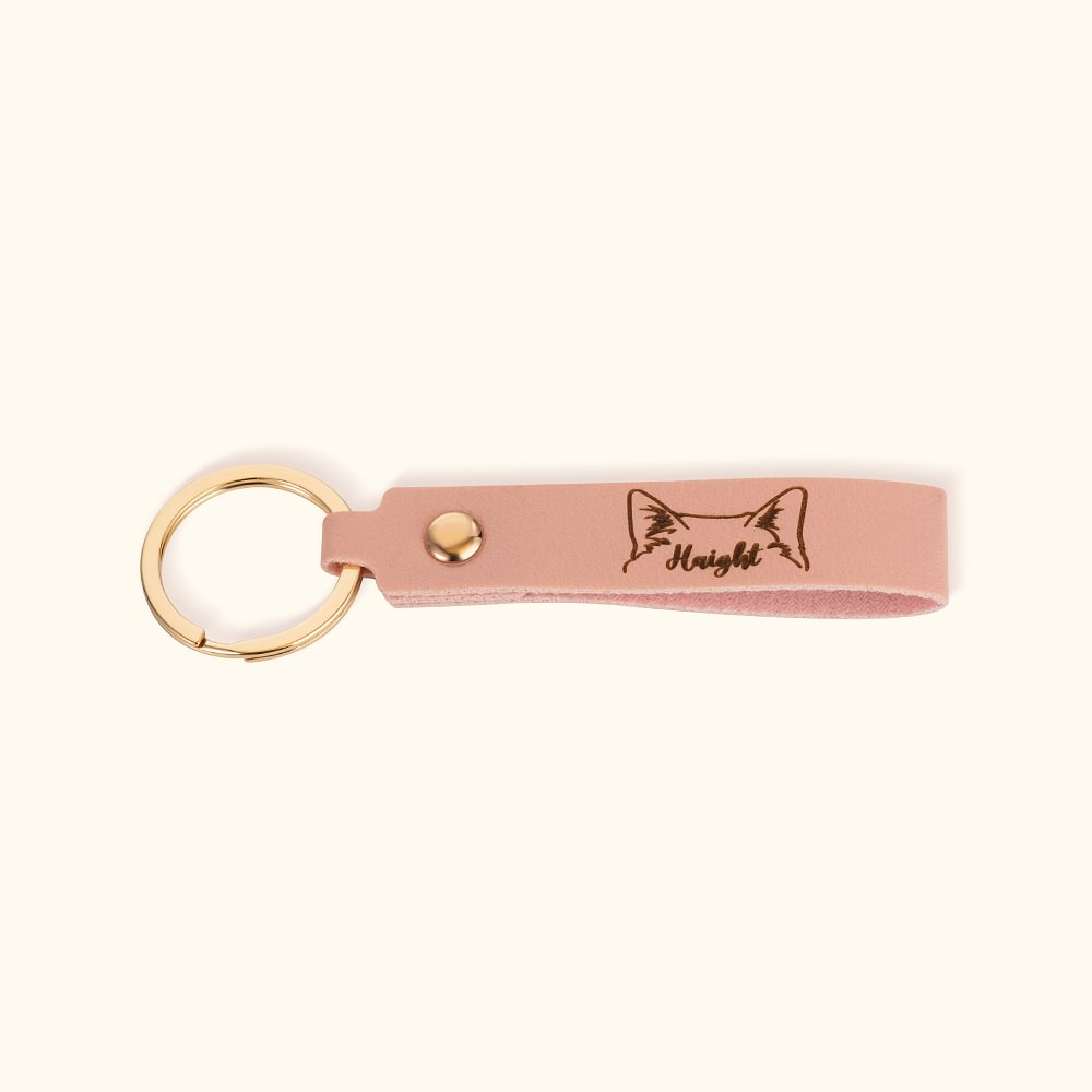 Porte-Clés en Cuir Accessoire Personnalisé avec Nom et Dessin de Chien Chat Cadeau Anniversaire pour Propriétaires d'Animaux de Compagnie