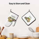 Set personalizzato di 2 guanti da forno e presine con nome per la cucina di Pasqua per cucinare e fare il barbecue