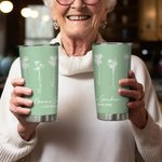 Personalized Nana's Garden 1-15 Birth Flower Bouquet 20oz Tumbler with Lid and Straw Cleaning Brush Birthday Mother's Day Gift for Mom Grandma