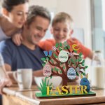 Personalized Easter Eggs Tree Wood Sign with Bunny Ears and Name Spring Theme Home Decoration Easter Holiday Gift for Family Kids