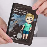 Personalizzato fastidioso l'un l'altro personaggio dei cartoni animati Cover passaporto in pelle PU con nome regalo per la coppia