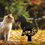Personalised Stainless Steel Flower Cat Pet Grave Marker Garden Decor with Name and Date Memorial Gift