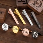 Boutons de Manchette ou Set pour Costume avec Boîte Accessoires Personnalisés avec Nom Cadeau d'Anniversaire St Valentin pour Homme