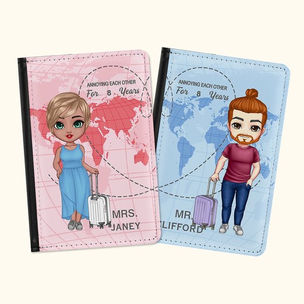 Carta geografica personalizzata a tinta unita con sfondo che si infastidisce a vicenda Copri passaporto Anniversario Compleanno Regalo di San Valentino per la coppia