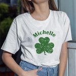 Personalized Lucky Shamrocks Multicolor T-shirt Sweatshirt with Name St. Patrick's Day Gift for Family Friend