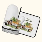 Set personalizzato di 2 guanti da forno e presine con nome per la cucina di Pasqua per cucinare e fare il barbecue