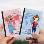 Personalized Solid Colour Map Background Annoying Each Other Passport Cover Anniversary Birthday Valentine's Day Gift for Couple