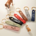 Portachiavi in pelle con nome personalizzato per le orecchie degli animali domestici Accessorio multicolore Regalo di compleanno per gli amanti degli 