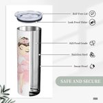 Personalisierte Ballett tanzen Mädchen 20oz Skinny Tumbler rosa Thema Kaffeetasse mit Strohhalm und Reinigungsbürste Geburtstag Geschenk für Ballerina Dance Lover