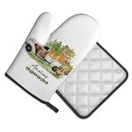 Set personalizzato di 2 guanti da forno e presine con nome per la cucina di Pasqua per cucinare e fare il barbecue