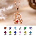 Pendentif Personnalisé avec Initiale et Pierre de Naissance Collier en Brindille et Feuilles Cadeau de Noël Anniversaire Saint-Valentin pour Elle